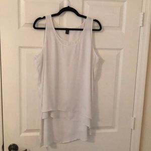 EUC Black label Chico’s white asymmetrical top